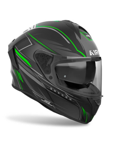Casque Airoh Spark 2 noir avec graphismes verts et visière intégrale