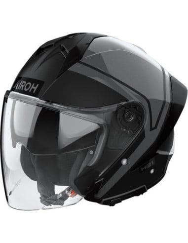 Casque Airoh H21 noir avec visière transparente et design aérodynamique.