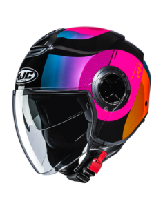 Casque moto intégral HJC i41 Solix coloré avec visière transparente et système de fermeture rouge